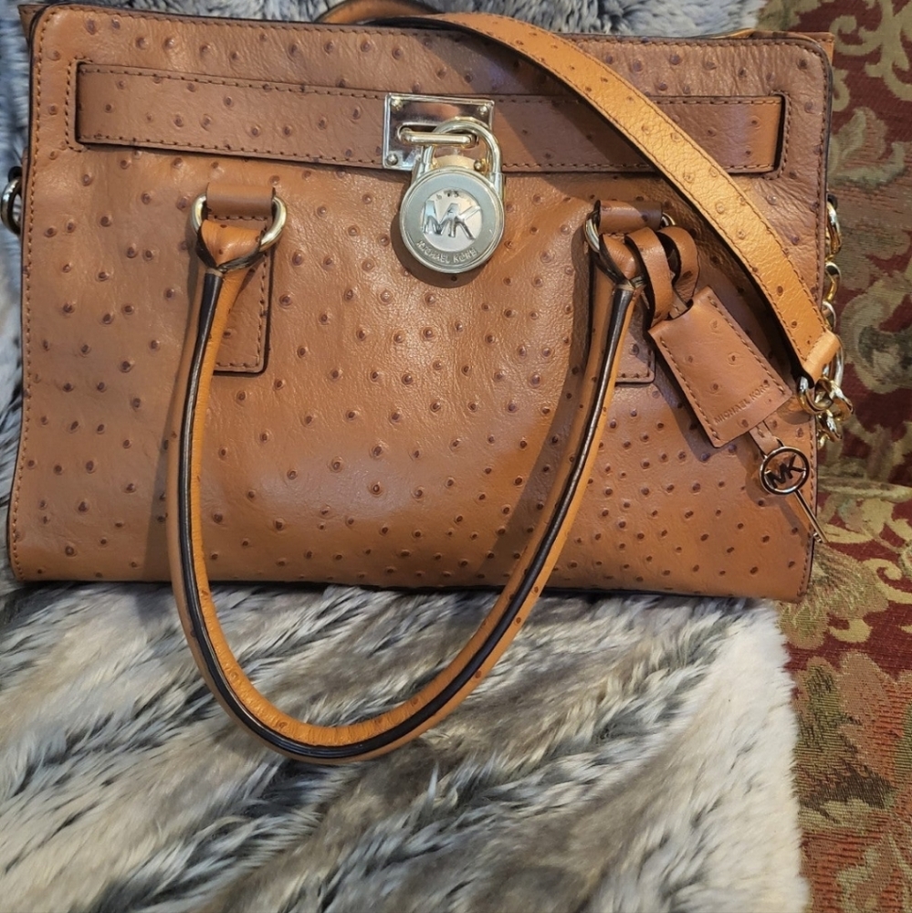 Michael Kors Ostrich Hamilton Purse and Wristlet